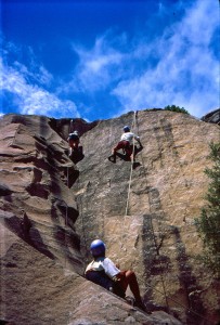 Participants rock climbing