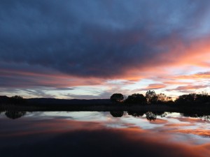 Basecamp pond at sunset