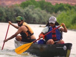 Participant and Instructor canoeing the San Juan River