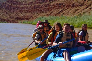 Deer Hill participants learn to paddle on a raft