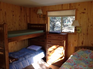 Bedroom in one of the guest cabins