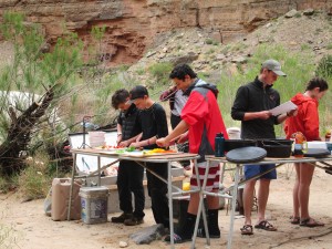 River kitchen set up on a Deer Hill Expedition