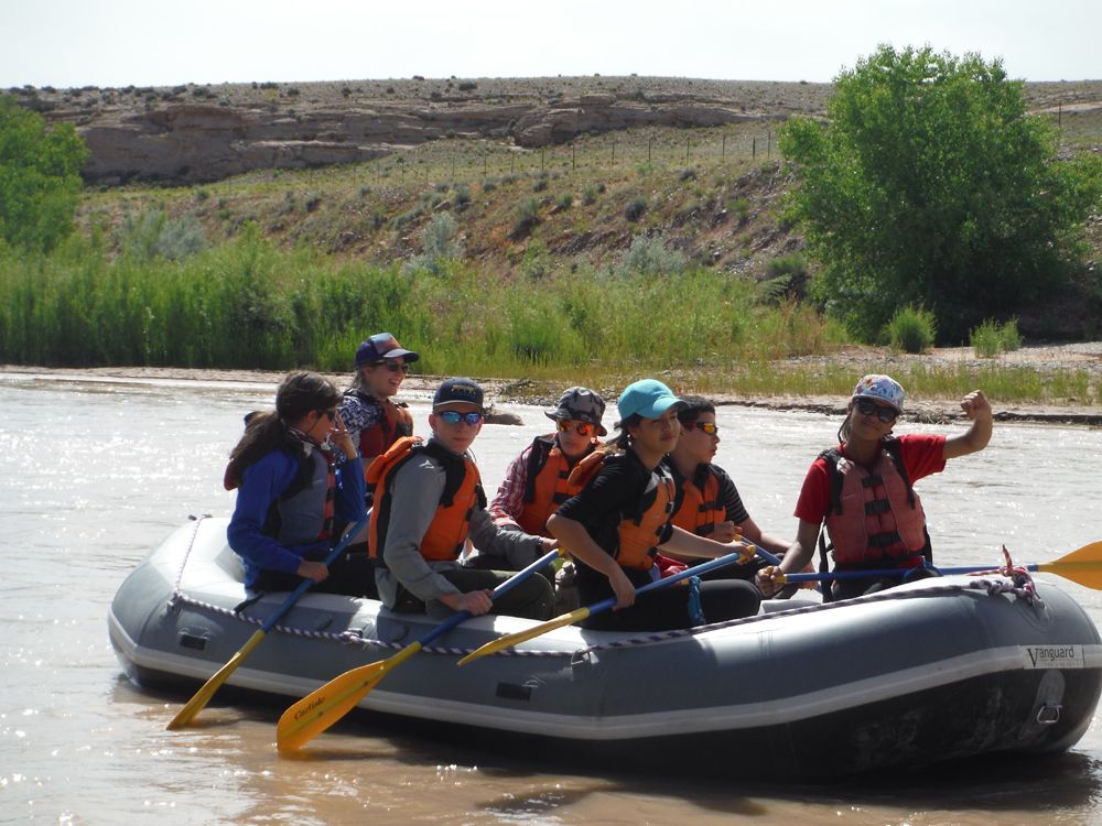A school group embarks on their river trip with Deer Hill Expeditions