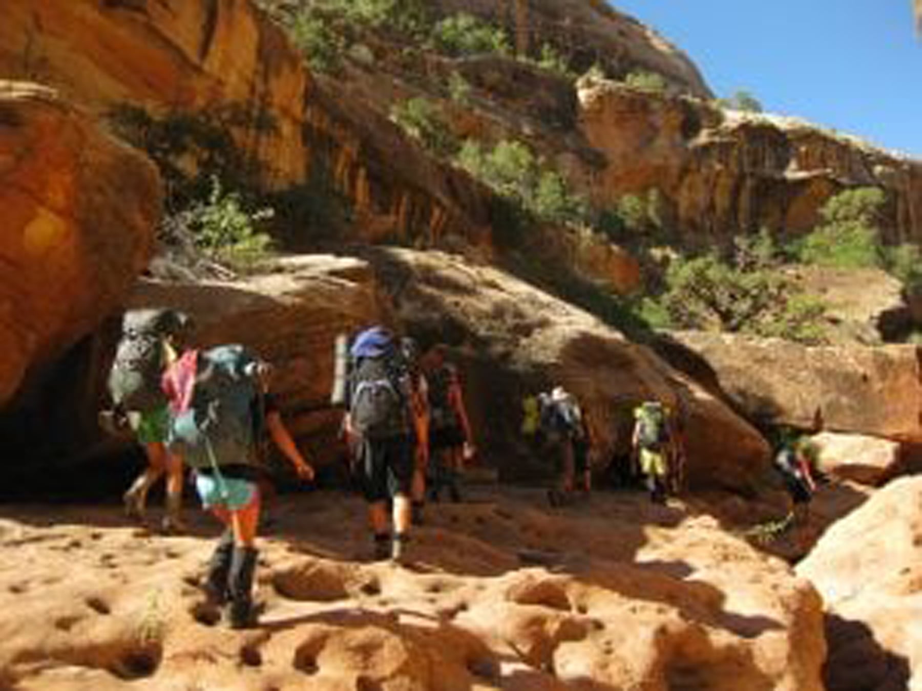 group of youth hiking at overnight summer camp near durango colorado